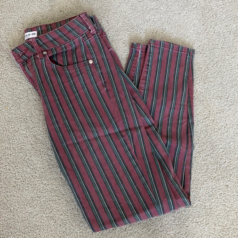 Maroon striped jeans